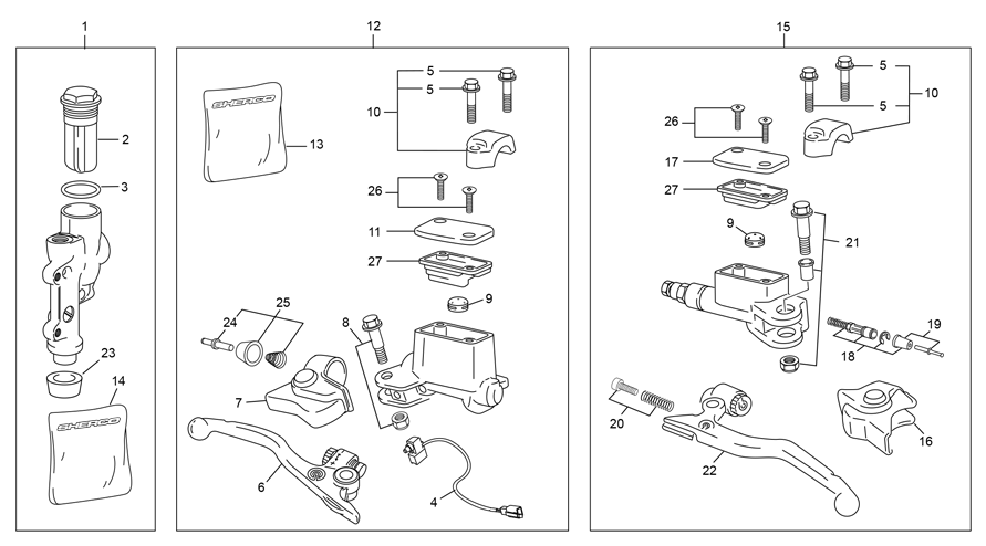 Master cylinder Front rear caliper